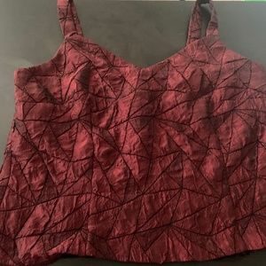 90s style red bustier top, textured